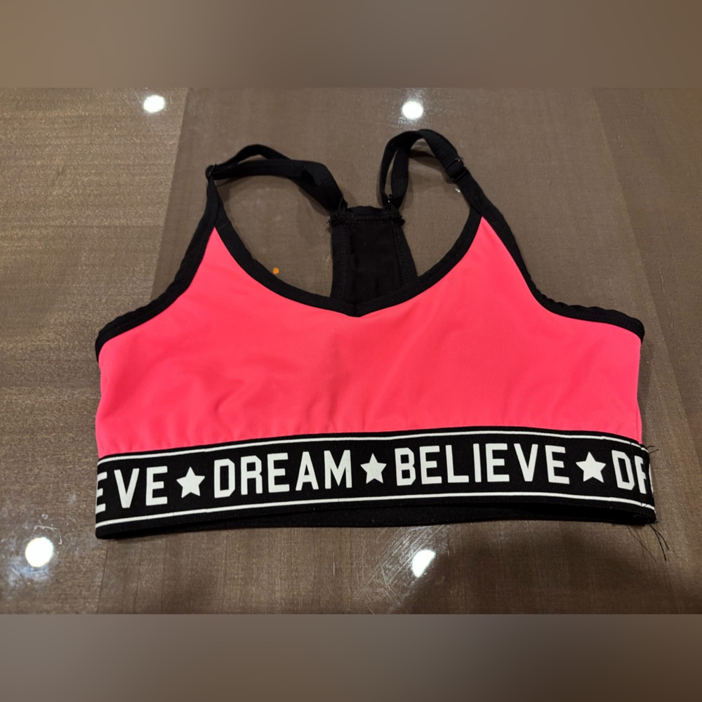Pink and Black Sports Bra
